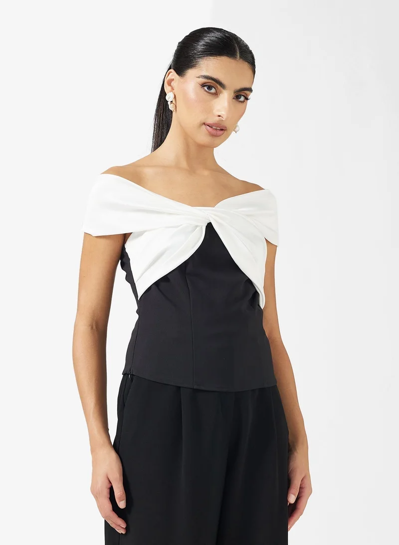 ELLA Contrast Toned Draped Top