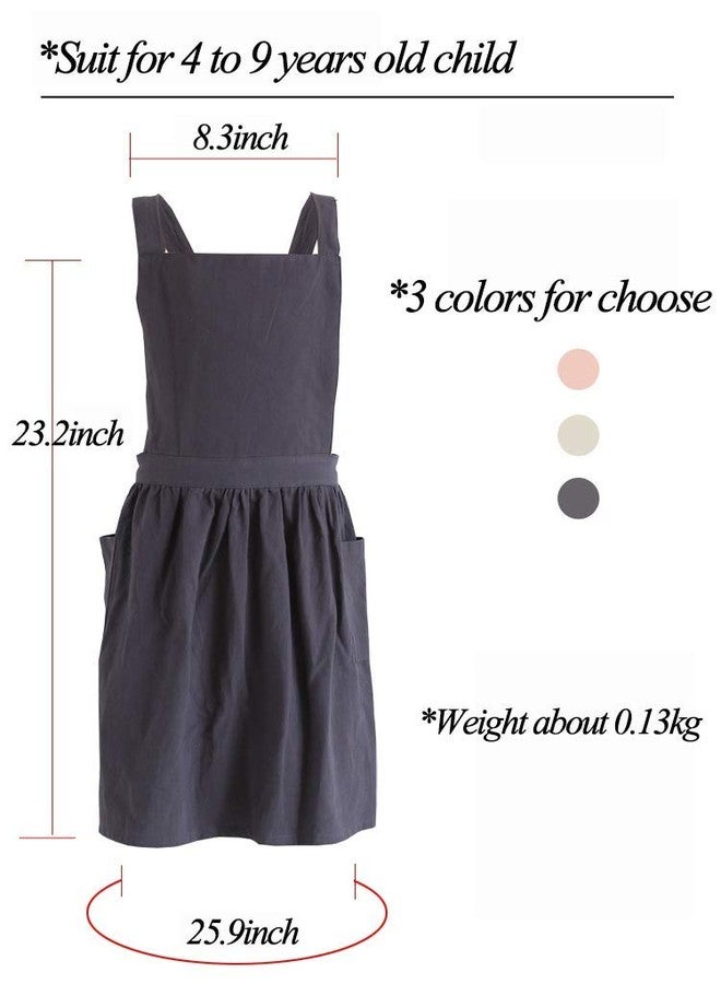 losofar Children Cotton Apron Japanese Style Bib Home Clothes Painting Soft Comfort Pinafore Apron for Girls Boys (darkgrey, 23.2"x25.9") - Image 5
