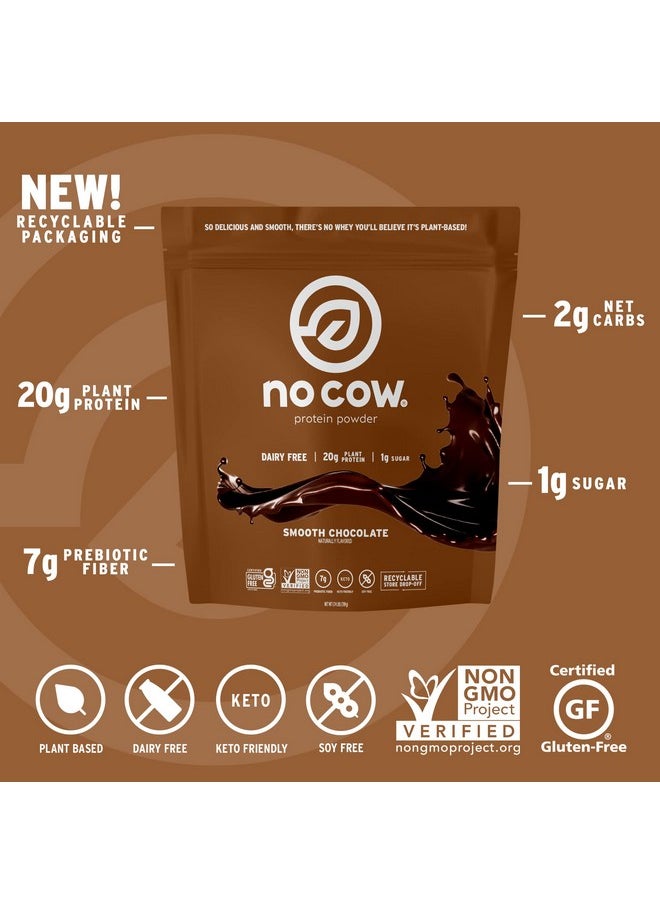 No Cow - Vegan Protein Powder Chocolate 20G Plant Based Protein Recyclable Bag Dairy Free Soy Free No Sugar Added Keto Friendly Gluten Free Naturally Sweetened Non Gmo Kosher 1.74 Pound - Image 1