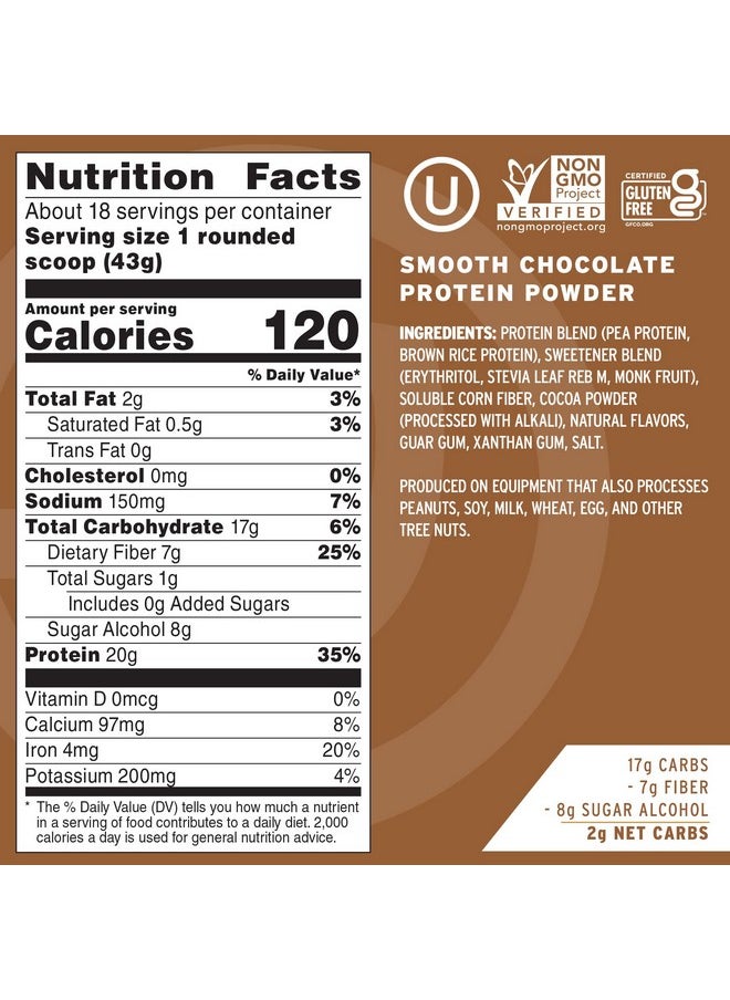 No Cow - Vegan Protein Powder Chocolate 20G Plant Based Protein Recyclable Bag Dairy Free Soy Free No Sugar Added Keto Friendly Gluten Free Naturally Sweetened Non Gmo Kosher 1.74 Pound - Image 1