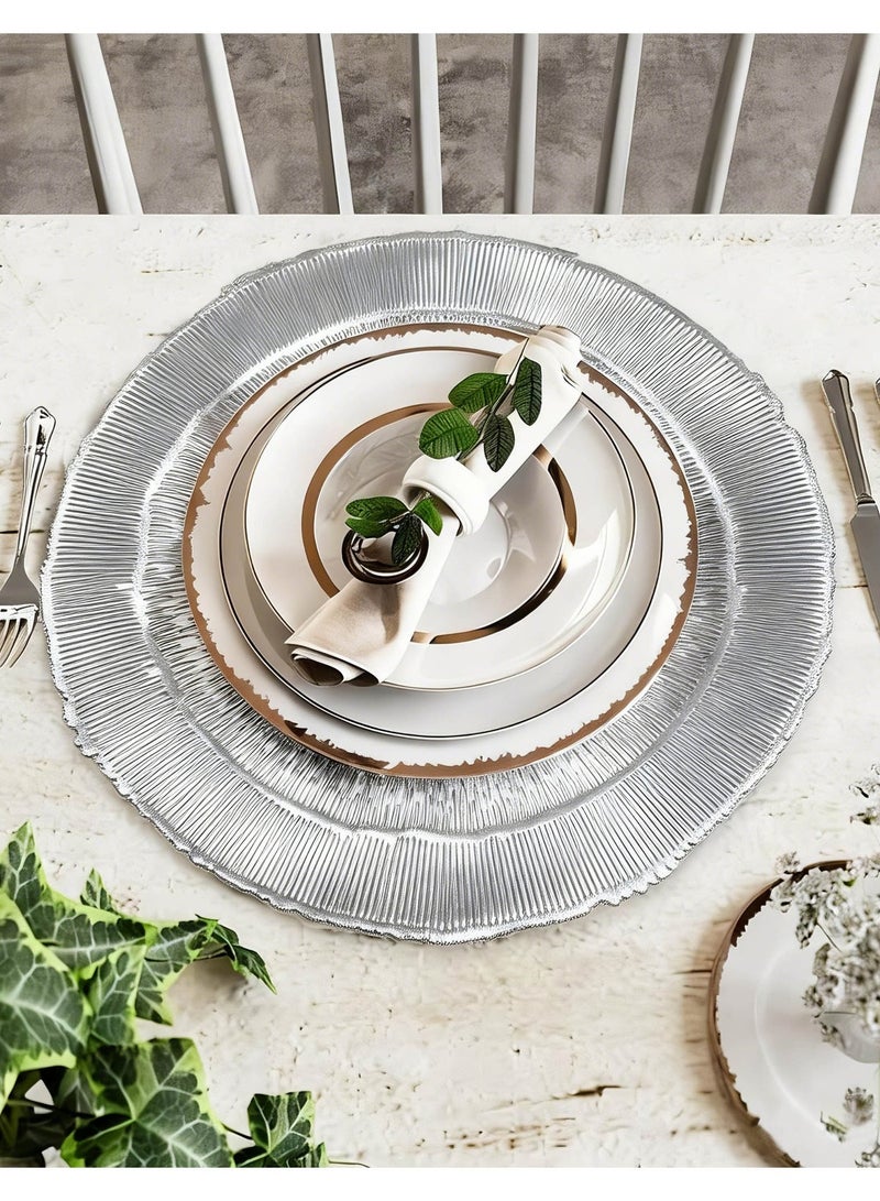 DB Innov. Silver Metallic Firework Placemats, 4 Pcs Vinyl Cutout Placemats, Non-Slip Stain Heat Resistant Place Mats for Dining Table, 15x15 Inch - Image 1