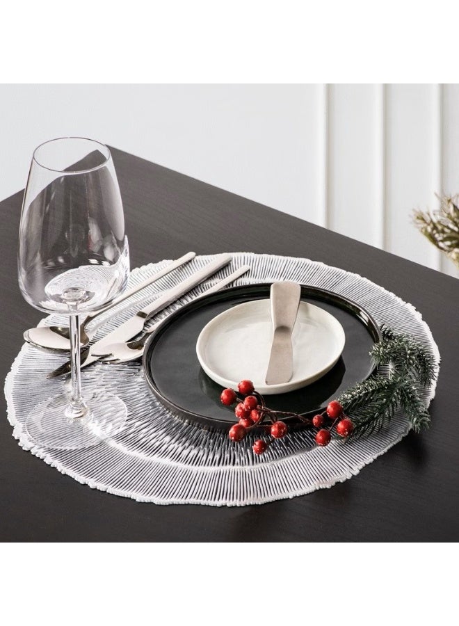 DB Innov. Silver Metallic Firework Placemats, 4 Pcs Vinyl Cutout Placemats, Non-Slip Stain Heat Resistant Place Mats for Dining Table, 15x15 Inch - Image 3