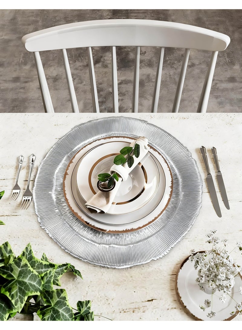 DB Innov. Silver Metallic Firework Placemats, 4 Pcs Vinyl Cutout Placemats, Non-Slip Stain Heat Resistant Place Mats for Dining Table, 15x15 Inch - Image 5