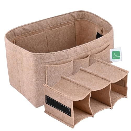 GREENSHEEP Women Felt Purse Organizer Storage Bag for Ladies Handbag Tote Bag Glasses Keys- (Beige, Large, 11.4x5.9x7.1 inch) - Image 1