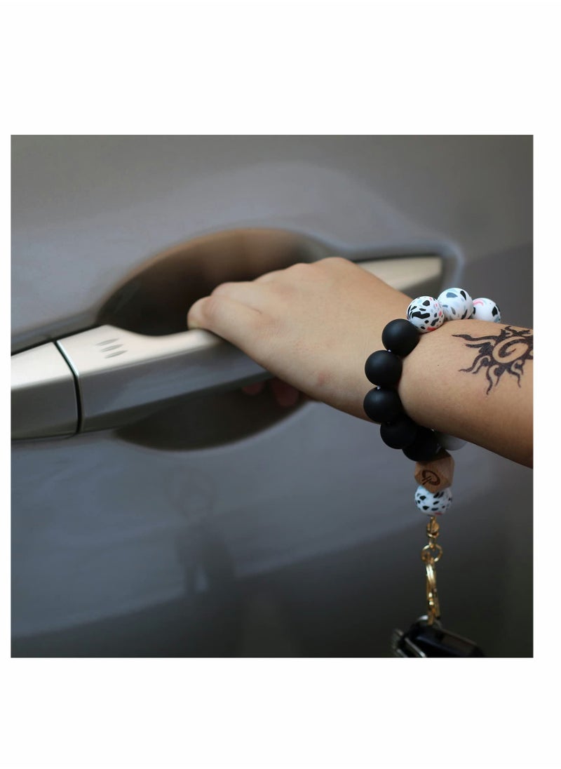 KASTWAVE - Silicone Beaded Bracelet Keychain, Key Ring Bangle Wristlet beaded bracelets for women House Car Keys - Image 1