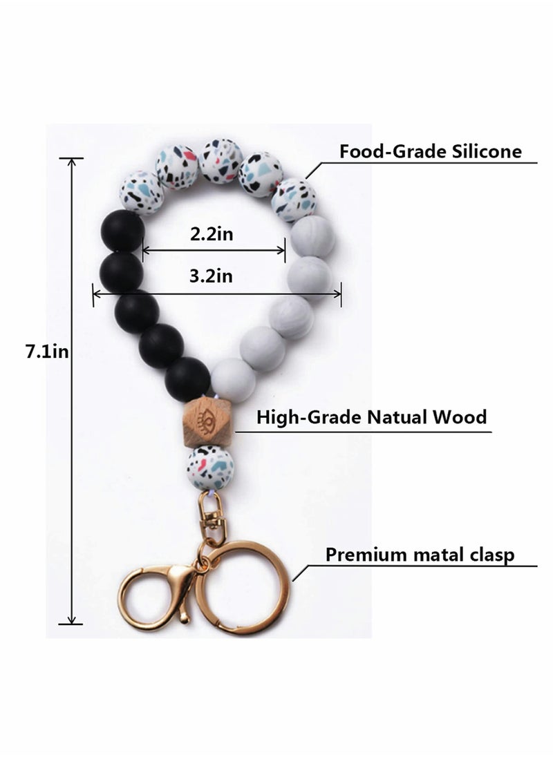 KASTWAVE - Silicone Beaded Bracelet Keychain, Key Ring Bangle Wristlet beaded bracelets for women House Car Keys - Image 1