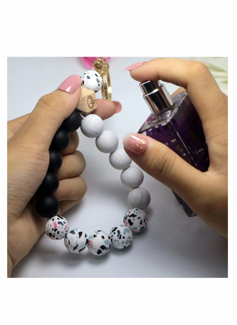 KASTWAVE - Silicone Beaded Bracelet Keychain, Key Ring Bangle Wristlet beaded bracelets for women House Car Keys - Image 1