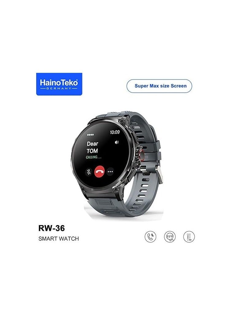 Haino Teko Germany Haino Teko RW36 Super Max Size Round Shape Full Screen AMOLED Display Smart Watch With 3 Pair Straps For Men's and Boys Black - Image 4