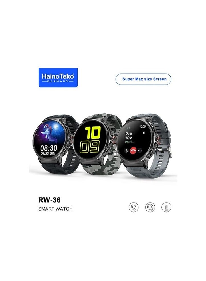 Haino Teko Germany Haino Teko RW36 Super Max Size Round Shape Full Screen AMOLED Display Smart Watch With 3 Pair Straps For Men's and Boys Black - Image 3