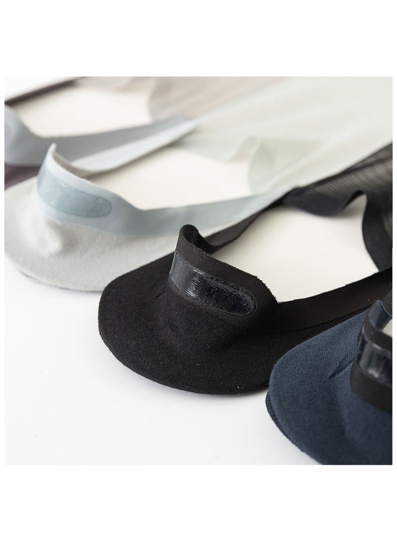 جوارب قارب رجالي من الحرير الجليدي للرجال جوارب سيليكون صيفية غير قابلة للسقوط بكعب غير مرئي جوارب قصيرة منخفضة القطع وبدون أثر جوارب رجالية رقيقة وقابلة للتنفس 5 أزواج - Image 2
