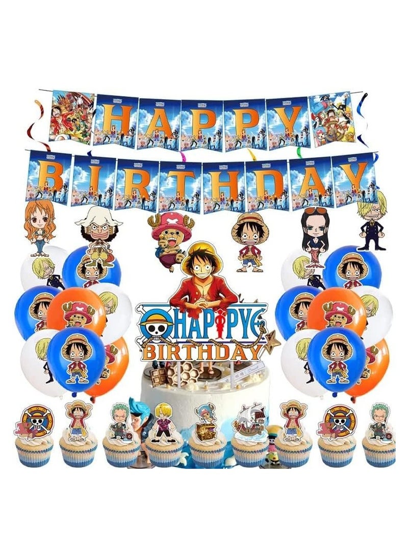 general Anime Birthday Decorations Party Supplies Party Gifts include Happy Birthday Banners, Cake Decorations, Balloons, Cake Decorations, Anime Decorations for Teens for Men - Image 1