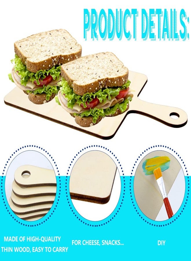 Vmiapxo 16 Pack Unfinished Wood Cutting Board Craft with Handle, Wooden Paddle Cheese Bread Board Set Chopping Board Serving Tray for Craft DIY Christmas Home Kitchen Cooking Decor (9.4" x 5.5") - Image 3