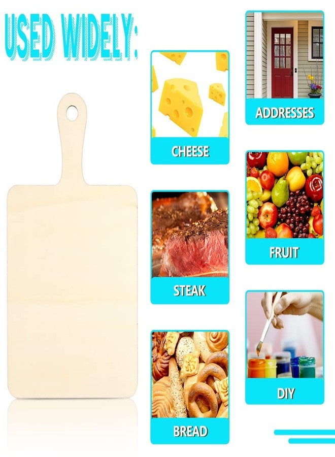 Vmiapxo 16 Pack Unfinished Wood Cutting Board Craft with Handle, Wooden Paddle Cheese Bread Board Set Chopping Board Serving Tray for Craft DIY Christmas Home Kitchen Cooking Decor (9.4" x 5.5") - Image 4