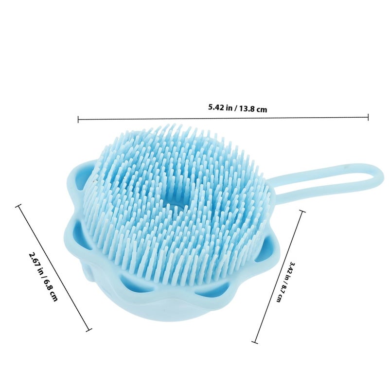 Soft Silicone Bathing Brushes Pink Light Blue Body Scrubber Scalp Massage Sensitive Skin - Image 3