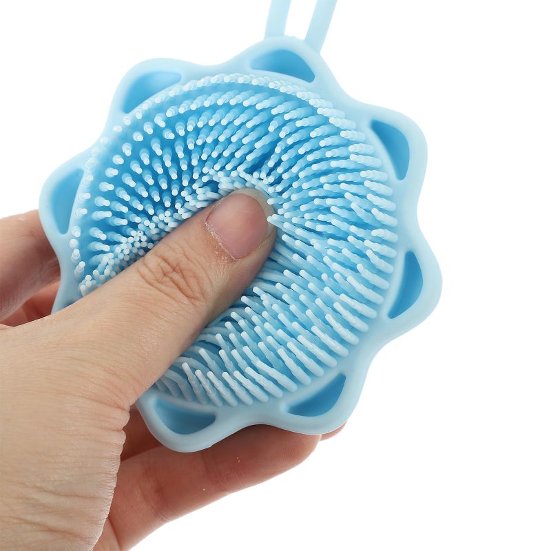 Soft Silicone Bathing Brushes Pink Light Blue Body Scrubber Scalp Massage Sensitive Skin - Image 5