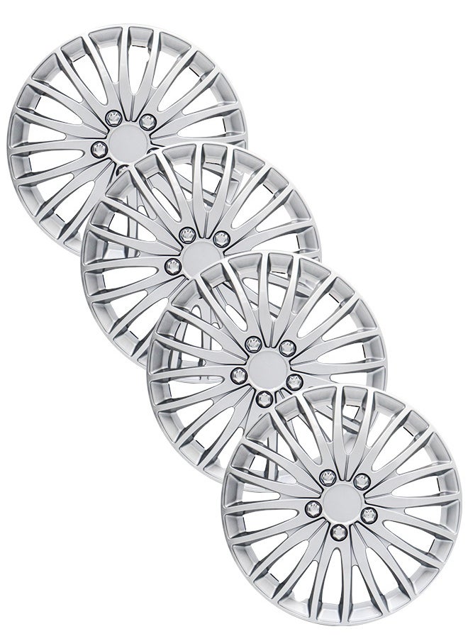 EMTC Pack of 4 EM-3147 Taiwan Wheel Cover | 16" Inch | Silver Universal Nested Style  - Image 1