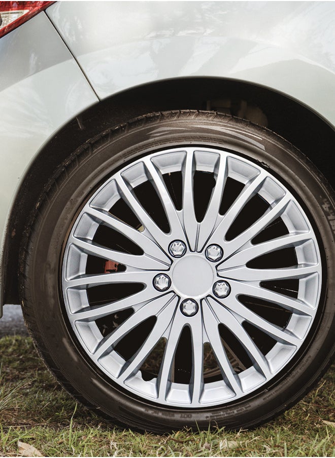 EMTC Pack of 4 EM-3147 Taiwan Wheel Cover | 16" Inch | Silver Universal Nested Style  - Image 3