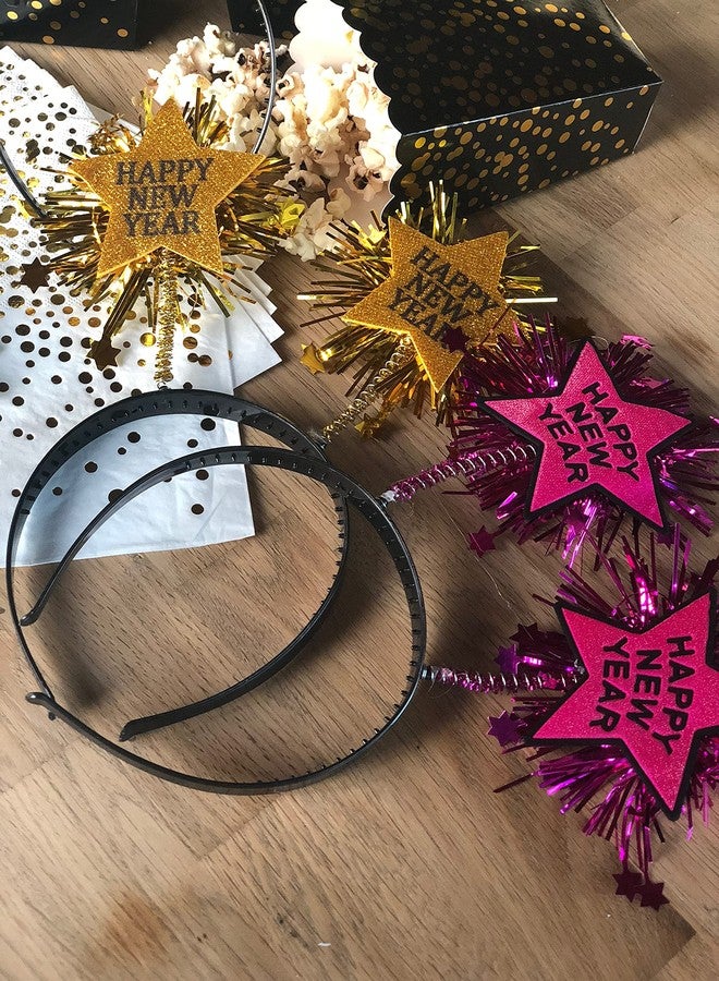 Partay Shenanigans New Year's Eve Headbands - 12 Pack Silver Gold Pink Happy New Year Party Headbands for NYE Countdown Party - Image 3
