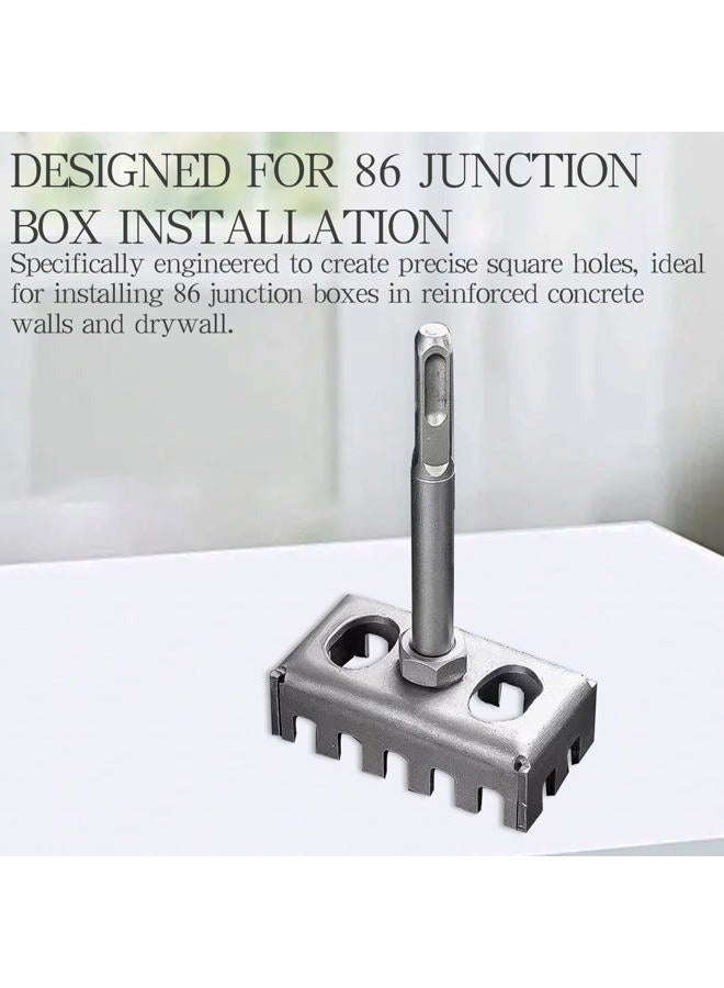 Roioiow 86 Junction Box Square Hole Punch Tool - Heavy-Duty Electric Hammer Drill Bit with Trapezoidal Teeth, No-Wall-Damage Quick-Cut Chisel for Electricians & Concrete Walls - Image 2