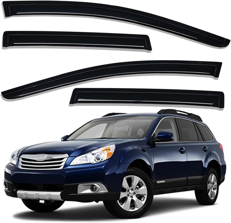 Lightronic WV94484 Tape-on Side Window Visor Deflector Rain Guard, Dark Smoke, 4 PCS Set for 2010-2014 Subaru Outback - Image 1