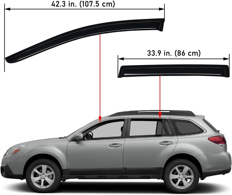 Lightronic WV94484 Tape-on Side Window Visor Deflector Rain Guard, Dark Smoke, 4 PCS Set for 2010-2014 Subaru Outback - Image 2