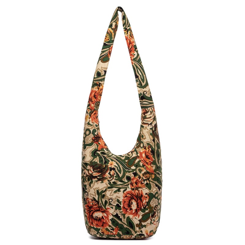 Coton Pose Women Shoulder Handbags Fashion canvas Hippie Crossbody Bags Bohemian Animal Prints Hobo Bags (Army Green) - Image 1