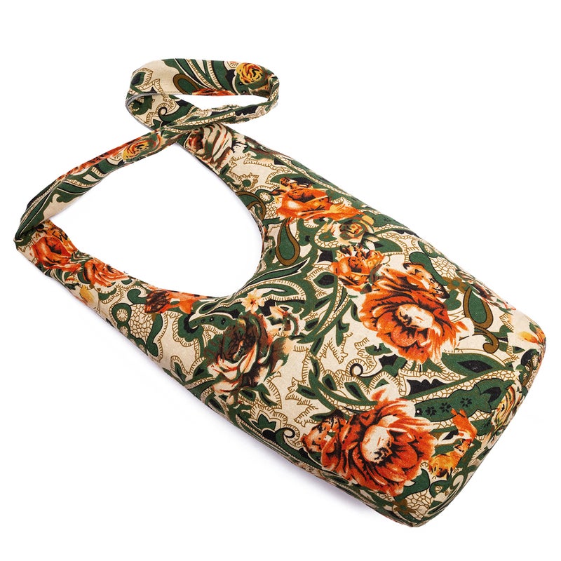 Coton Pose Women Shoulder Handbags Fashion canvas Hippie Crossbody Bags Bohemian Animal Prints Hobo Bags (Army Green) - Image 4