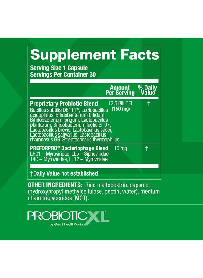 OmegaXL - OmegaXL ProbioticXL - Probiotic & Prebiotic, Shelf Stable - Blend 11 Strains - Promote Healthy Gut Flora Growth, 12.5 Billion CFU - Non-GMO, Gluten-Free - 30 Veggie Caps - Image 1