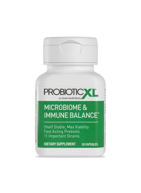 OmegaXL ProbioticXL - Probiotic & Prebiotic, Shelf Stable - Blend 11 Strains - Promote Healthy Gut Flora Growth, 12.5 Billion CFU - Non-GMO, Gluten-Free - 30 Veggie Caps