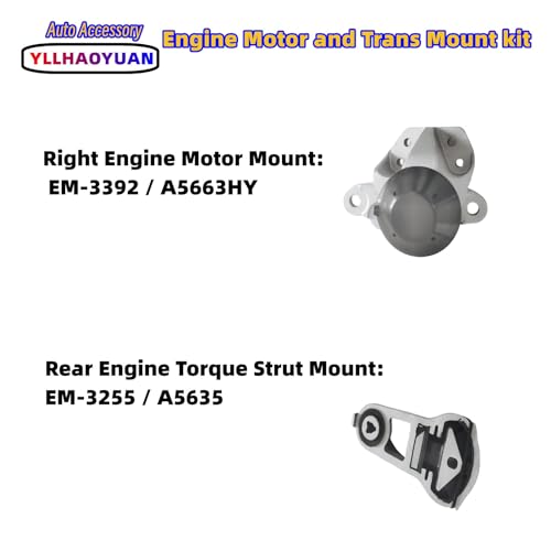 Yllhaoyuan Engine Motor Mount Set 3Pcs Compatible with Explorer 2011 2012 2013 2014 2015 3.5L NA Engine Automatic Trans A5635 A5663HY A5734 3255 3392 3439 - Image 5