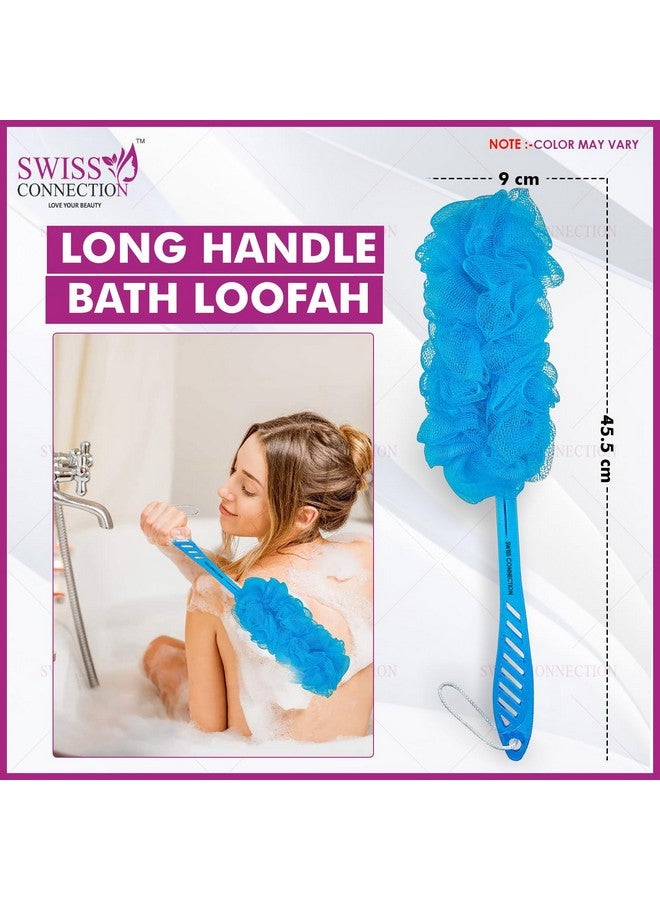 Swiss Connection Long Handle Loofah For Back Body Scrubber Gently Exfoliates Loofah & Efficient Cleaning,Easy To Clean For Men or Women Bathing Accessories Multicolor(Pack Of 2) - Image 2