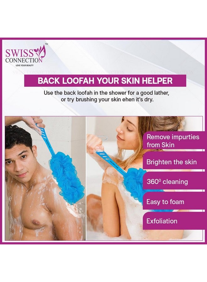 Swiss Connection Long Handle Loofah For Back Body Scrubber Gently Exfoliates Loofah & Efficient Cleaning,Easy To Clean For Men or Women Bathing Accessories Multicolor(Pack Of 2) - Image 5