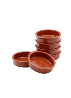 Regas Spanish Round Clay Dish Handmade Mud Multipurpose Kitchen Dining Tableware Natural Mud Pot Brown Color 6Pc Set  - Image 1