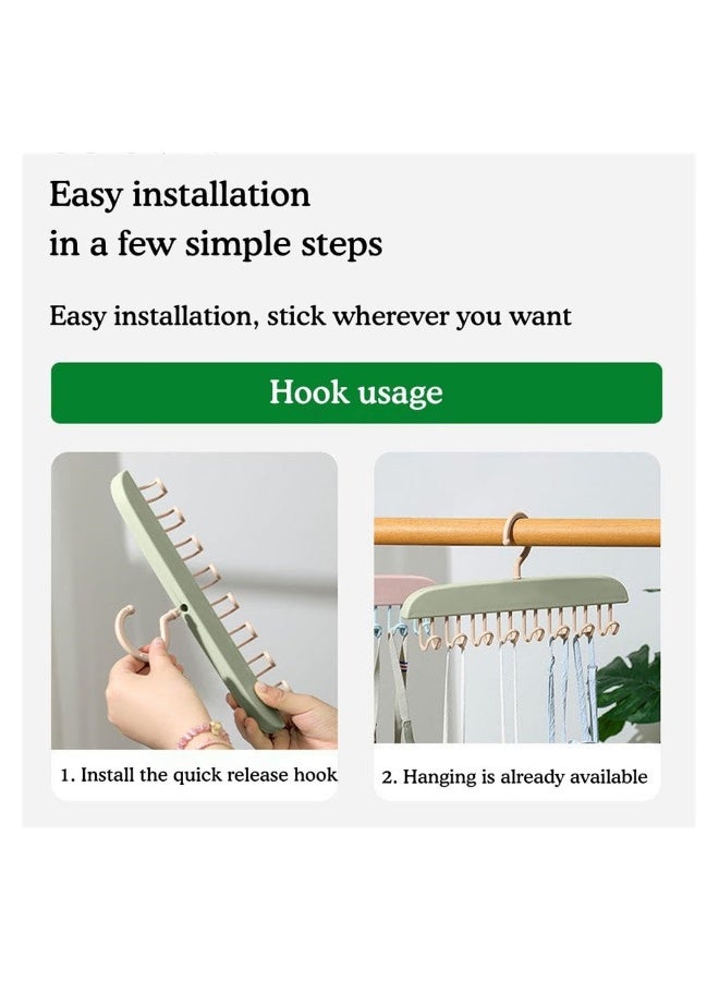 Anti Slip Multi Hook Coat Rack, 4Pcs Space Saving Hangers with 8 Hooks, Wall Mount Coat Hanger, 360° Swivel Multifunctional Lingerie Vest Sling Rack,Closet Organizer for Underwear  - Image 3