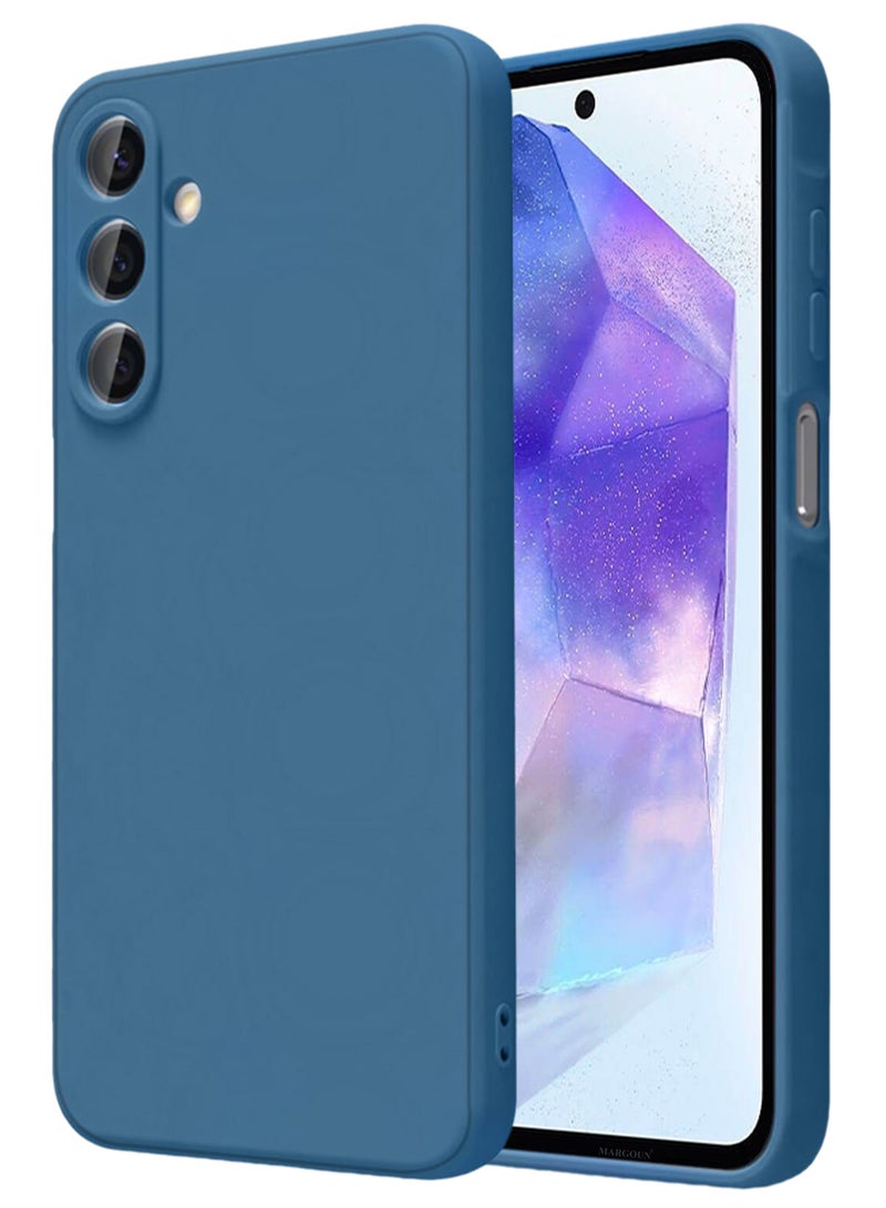CATANES Liquid Silicone Case for Samsung Galaxy A55 Protective Phone Case with Soft Anti-Scratch Microfiber Lining Utra Slim Drop Protection Phone Cover - Blue - Image 1