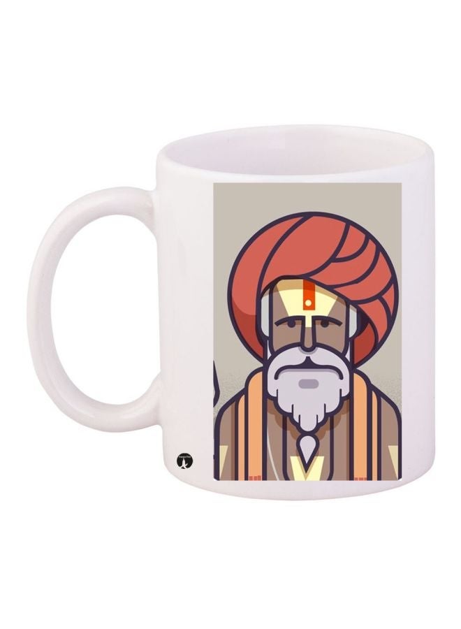 Printed Coffee Mug White/Grey/Red 11ounce