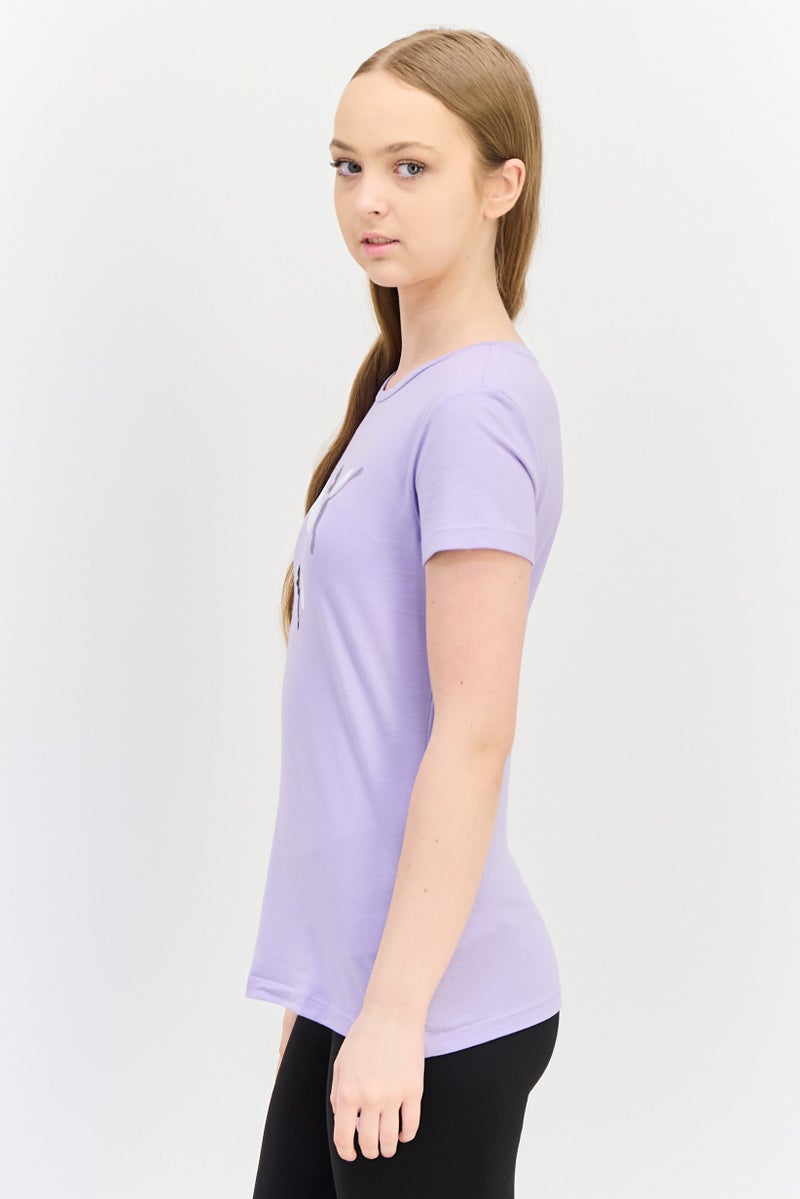 PUMA تي شيرت رياضي نسائي بشعار العلامة التجارية، خارجي، بنفسجي - Image 2