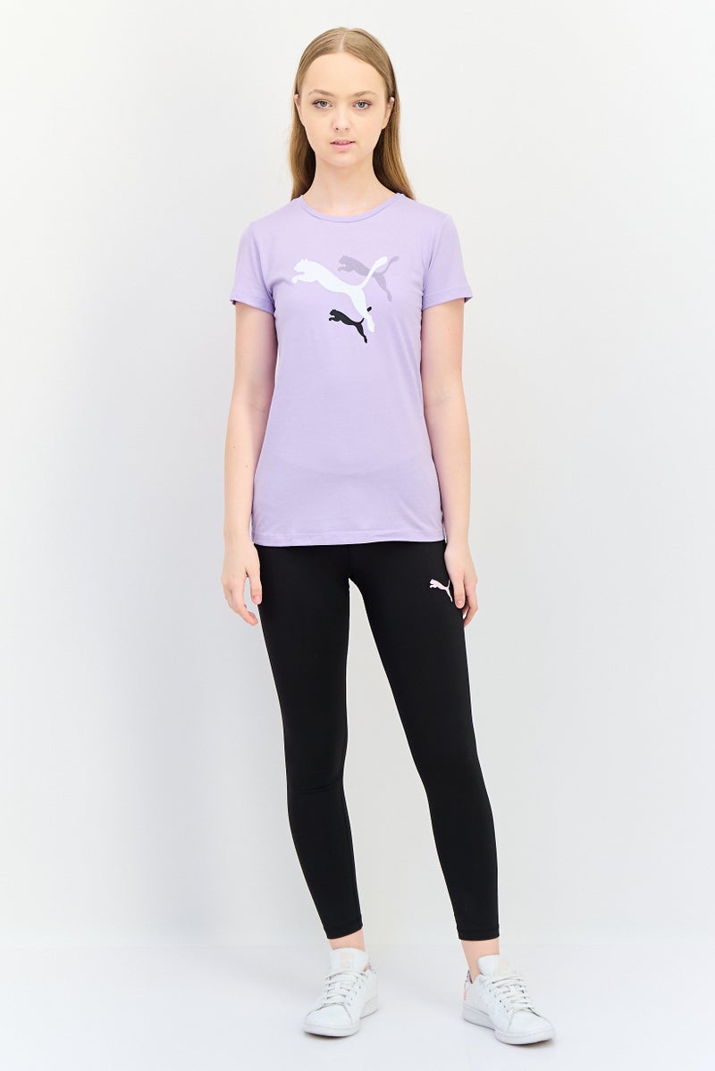 PUMA تي شيرت رياضي نسائي بشعار العلامة التجارية، خارجي، بنفسجي - Image 3