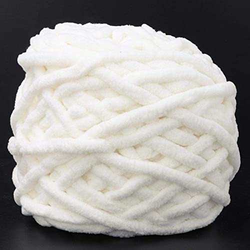 PRANSUNITA Super Thick Fluffy Jumbo Polyester Baby Blanket Chenille Yarn For Knitting,Crochet&Home Decor Projects,Afghans,Throw Pillows,Cushions&Blankets.-100 Gms 6Mm Thickness Colour White - Image 2