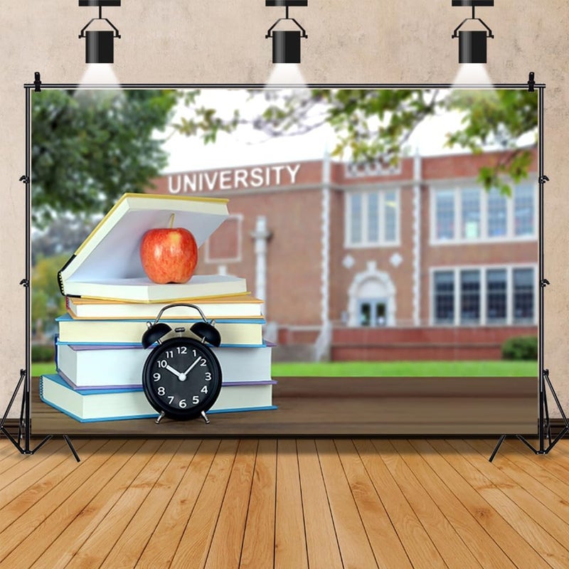 Laeacco 7x5ft University Photography Backdrop Books Clock University School Study Photo Background for Teacher Students College Graduation Back to School Party Photo Booth Studio Props Vinyl - Image 4