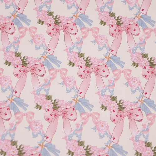 Hanjunzhao 14Pcs Valentines Bow Print Cotton Fat Quarters Fabric Bundles 18 x 22 Inch for Quilting, DIY Bowknot, Hair Accessories, Gift Wrapping, Holiday Valentine Party Home Décor, and Crafts (Bows) - Image 3