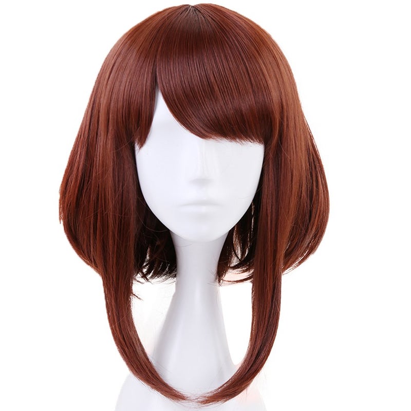 ANOGOL Hair CapBrown Wigs Short Bob Cosplay Wig Short Wavy Wig for Women Brown Wavy Costume Wig Synthetic Hair for Cosplay Short Brown Wig Bob Wig Women Wigs Anime Outfit for Halloween Costume Party
