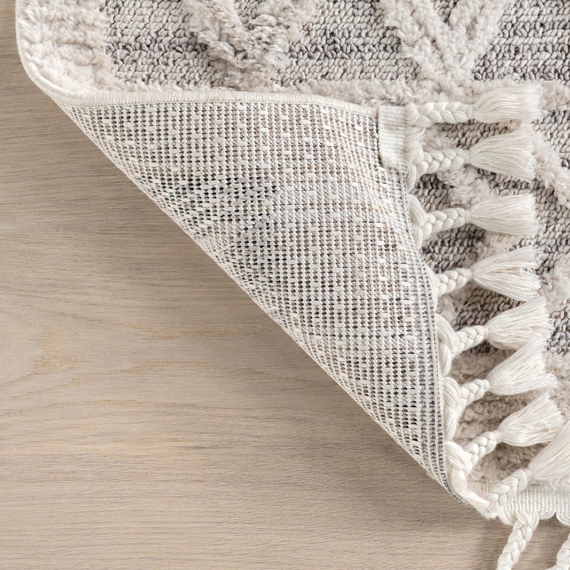 nuLOOM 5x8 Ansley Moroccan Tassel Area Rug, Light Grey, High-Low Textured Bohemian Design, Plush High Pile, Stain Resistant, For Bedroom, Living Room, Hallway, Entryway - Image 5