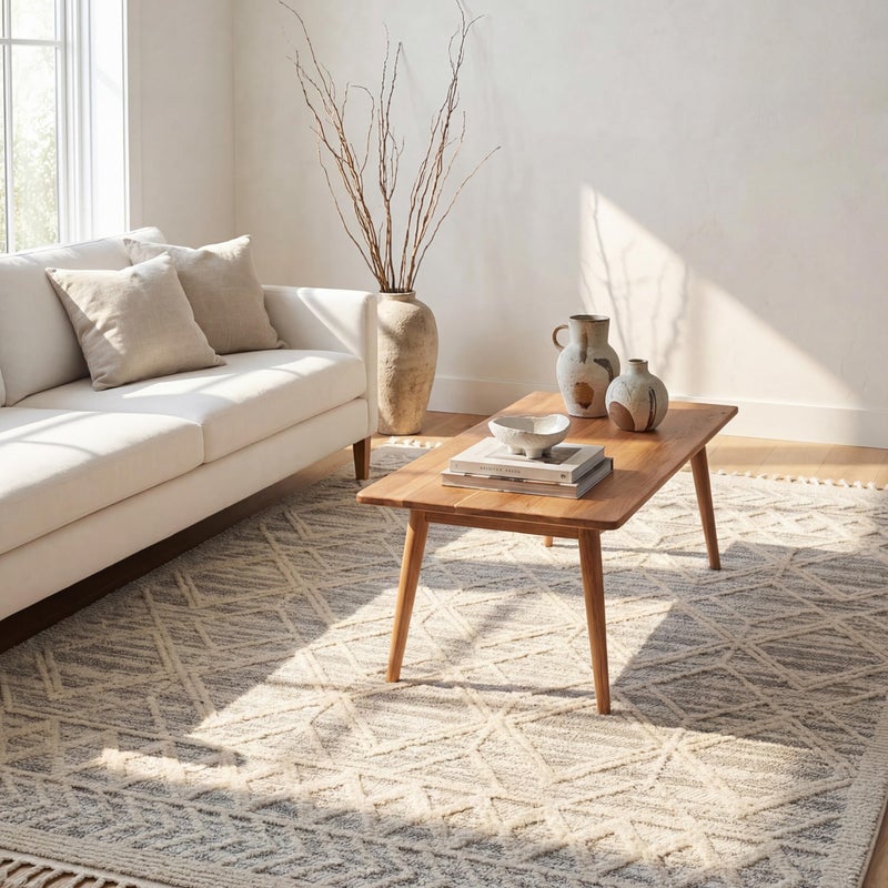 nuLOOM 5x8 Ansley Moroccan Tassel Area Rug, Light Grey, High-Low Textured Bohemian Design, Plush High Pile, Stain Resistant, For Bedroom, Living Room, Hallway, Entryway - Image 1