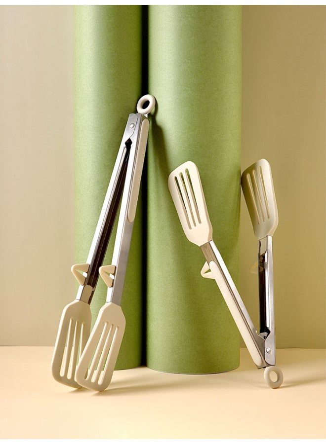 Clip Kitchen Anti-scalding Clip Barbecue Food Clip Food Clip Fried Steak Special Clip Food Clip Stainless Steel-Color:9inch Milk White (with Stand) - Image 2