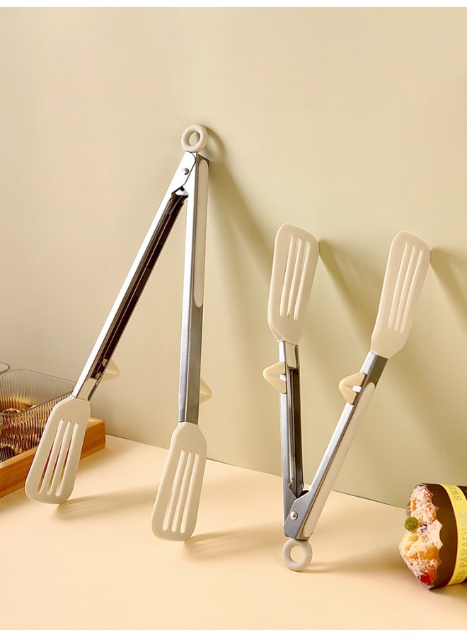 Clip Kitchen Anti-scalding Clip Barbecue Food Clip Food Clip Fried Steak Special Clip Food Clip Stainless Steel-Color:9inch Milk White (with Stand) - Image 4