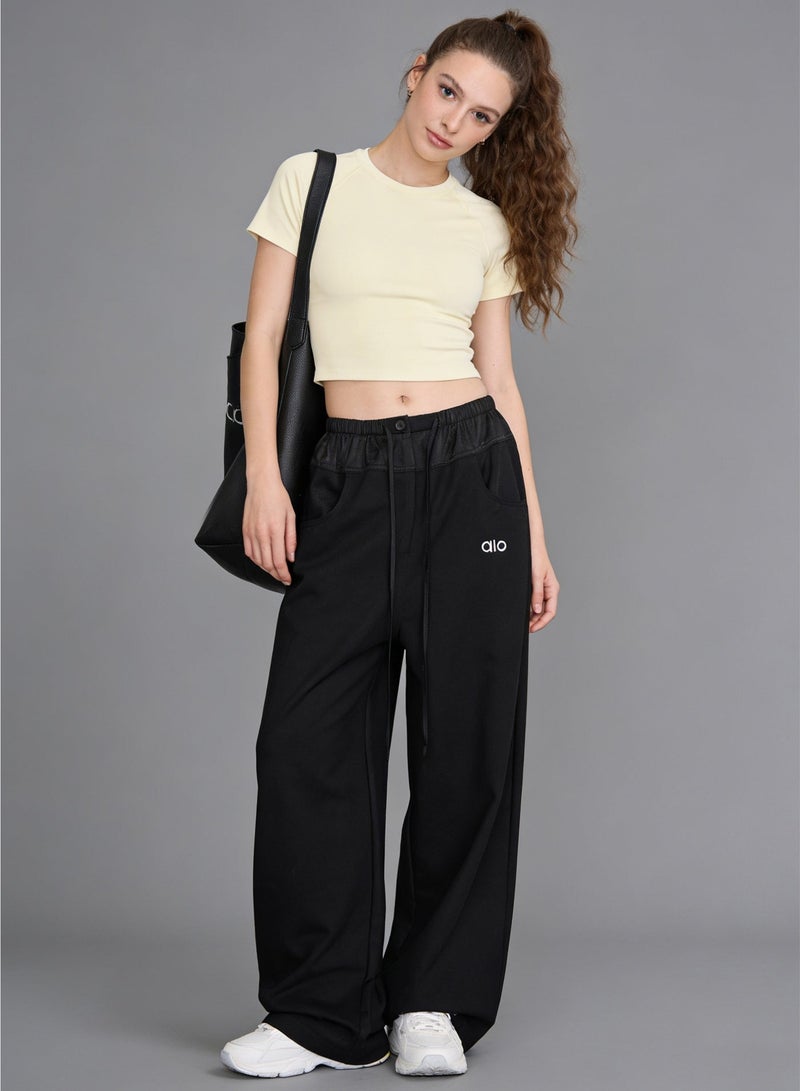 ALo728 High-waist drawstring wide-leg pants lazy straight sports pants casual slim pants - Image 2