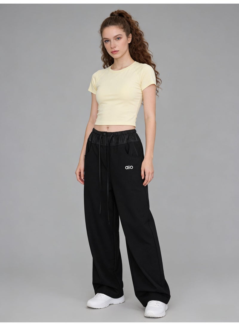 ALo728 High-waist drawstring wide-leg pants lazy straight sports pants casual slim pants - Image 4