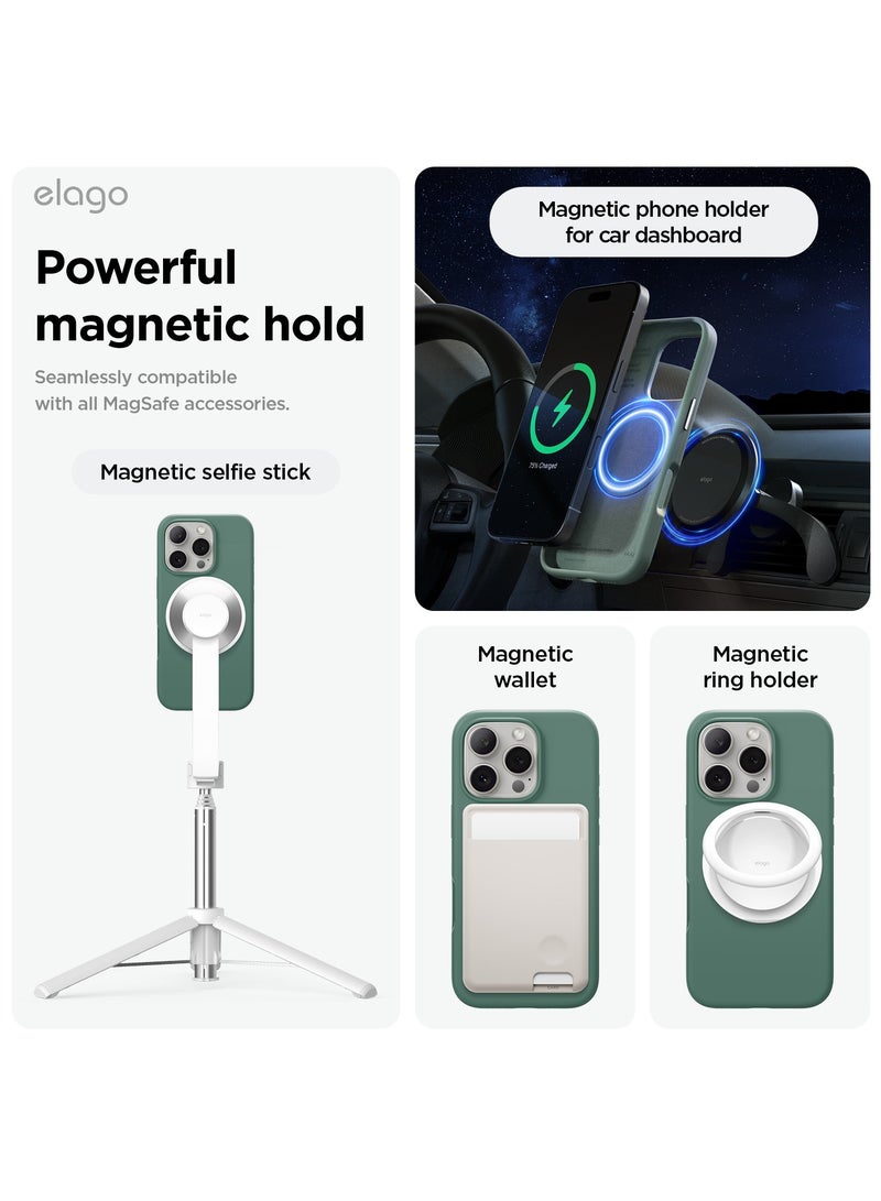 Elago Magnetic Liquid Silicone for iPhone 16 Pro MAX Case Cover Compatible with MagSafe Shockproof - Midnight Green - Image 2