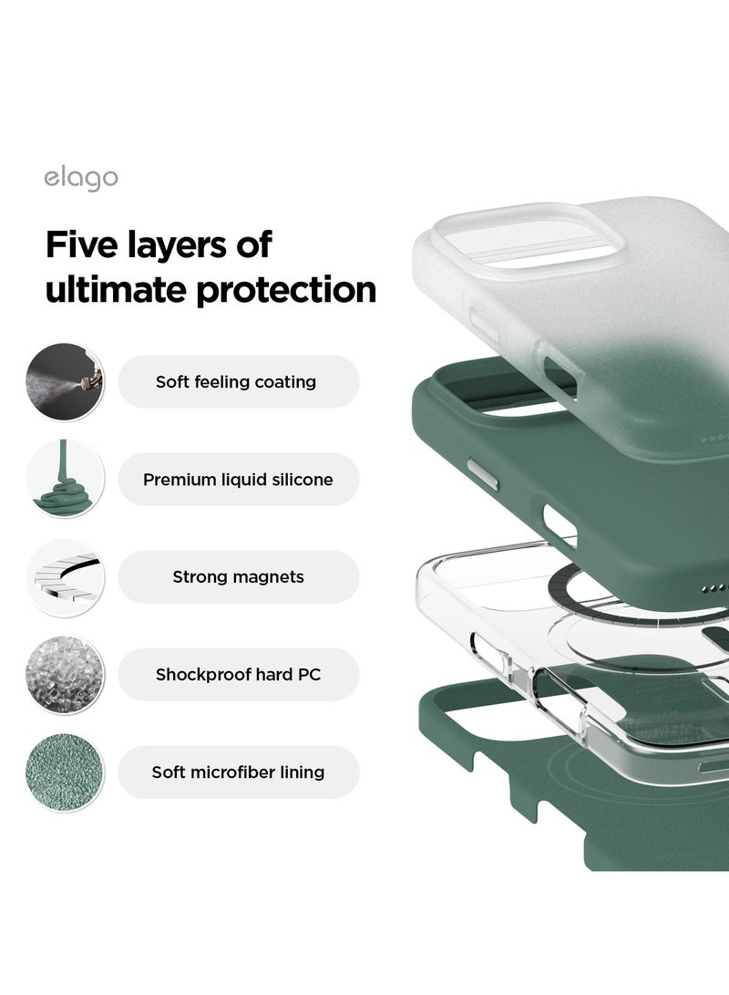 Elago Magnetic Liquid Silicone for iPhone 16 Pro MAX Case Cover Compatible with MagSafe Shockproof - Midnight Green - Image 5